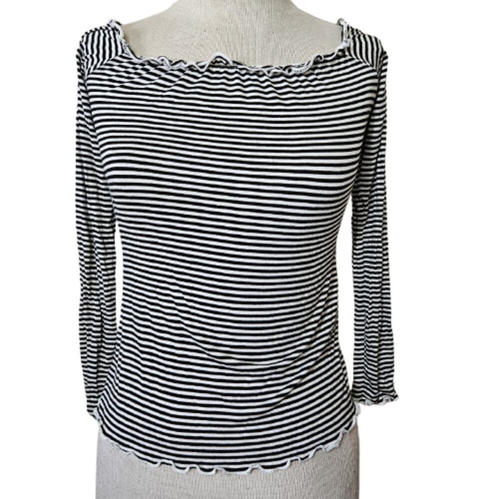 Black and White Striped Long Sleeve Top Size XS